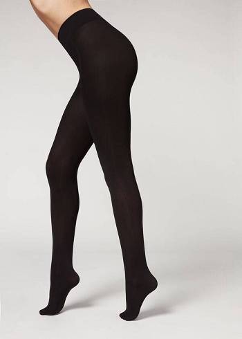 Calzedonia 100 Denier Total Komfort Soft Touch Opaque Tights Dame Sort | DK1012QZ