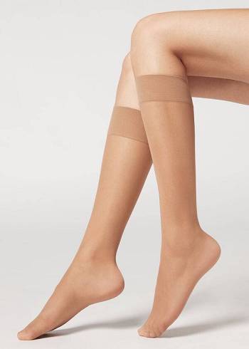 Calzedonia 20 Denier Komfort Cuff Knee-Highs Long Sokker Dame Brune | DK2227ZG