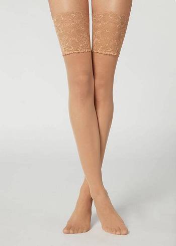 Calzedonia 20 Denier Opaque Thigh-Highs Strømper Dame Brune | DK1238LH