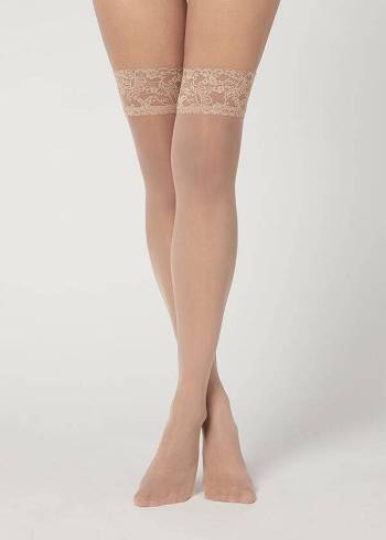 Calzedonia 20 Denier Sheer Thigh-Highs Strømper Dame Beige | DK1251YU