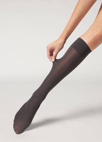 Calzedonia 30 Denier Semi Opaque Microfiber Knee-Highs Long Sokker Dame Grå | DK2234QZ