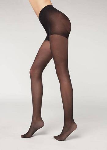 Calzedonia 30 Denier Total Shaper Sheer Sexy Tights Dame Sort | DK1194QZ