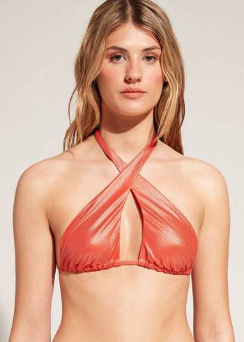 Calzedonia Bandeau Antigua Bikini Toppe Dame Koral Orange | DK1685BC