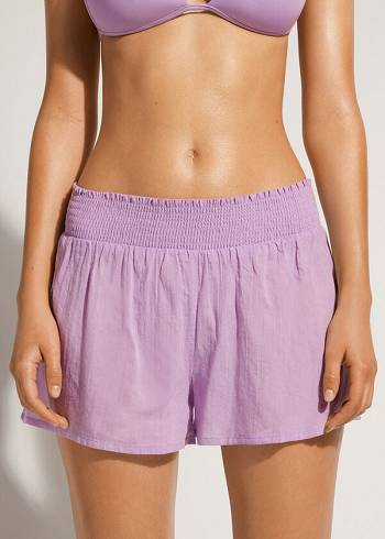 Calzedonia Bomulds Shorts Cover Ups Dame Lilla | DK2120JJ