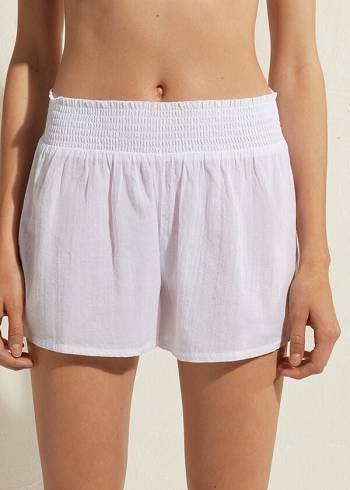 Calzedonia Bomulds Shorts Cover Ups Dame Hvide | DK2124XF