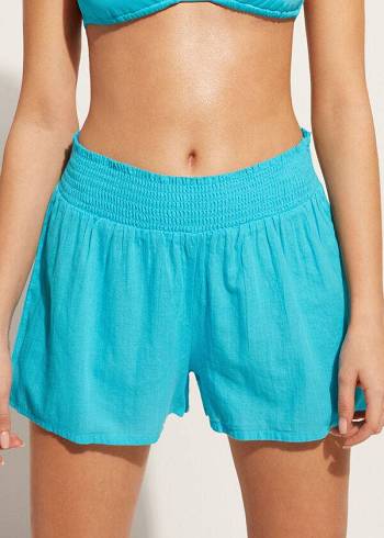 Calzedonia Bomulds Shorts Cover Ups Dame Turkis Grøn | DK2127BC