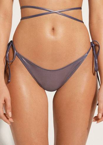 Calzedonia Brazilian Side Tie Daytona Bikini Underdele Dame Blå | DK1323MA