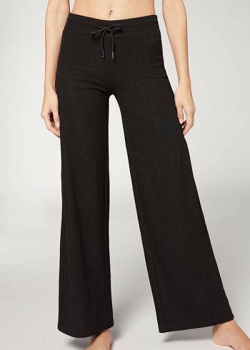 Calzedonia Cashmere Palazzo Leggings Dame Sort | DK2625FM