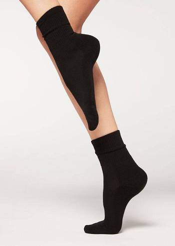 Calzedonia Cashmere Sports Kort Sokker Dame Sort | DK2361JJ