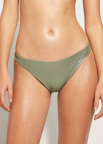 Calzedonia Coated-Effect Antigua Bikini Underdele Dame Grøn | DK1361SO