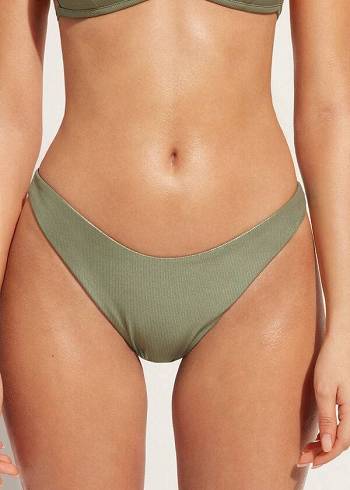 Calzedonia Coated-Effect High-Cut Brazilian Antigua Bikini Underdele Dame Grøn | DK1363FM