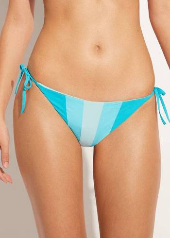 Calzedonia Color Block String Azzorre Bikini Underdele Dame Turkis Grøn | DK1371CE