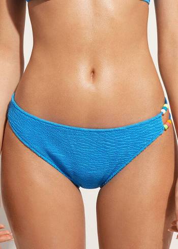 Calzedonia Crinkled San Diego Bikini Underdele Dame Blå | DK1375MA