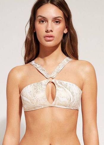 Calzedonia Cut-Out Bandeau Hollywood Bikini Toppe Dame Guld | DK1707ZG