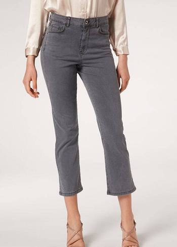 Calzedonia Eco Light Flared Cropped Denim Jeans Dame Grå | DK2571GL