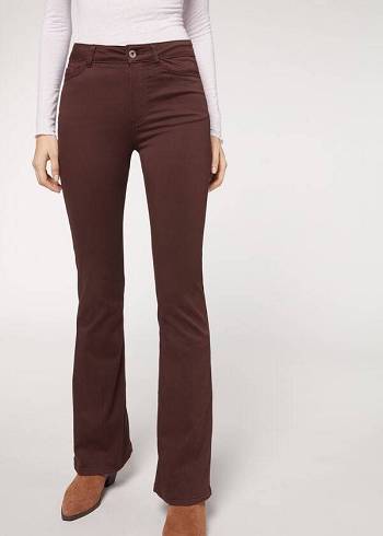 Calzedonia Flared Jeans Dame Brune | DK2596HK