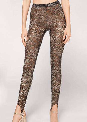 Calzedonia Glitter Blonder Stirrup Leggings Dame Brune Sort | DK2655WY