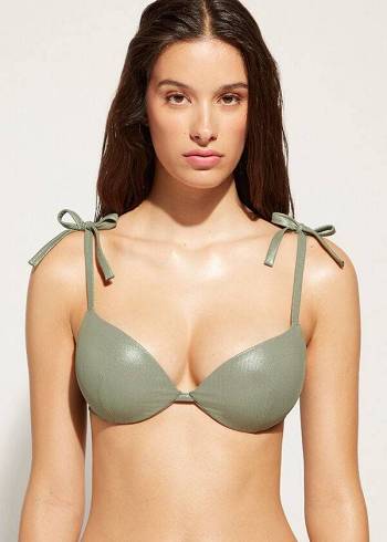 Calzedonia Graduated Polstret Push Up Antigua Bikini Toppe Dame Grøn | DK1716EX