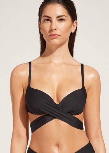 Calzedonia Graduated Polstret Push Up Indonesia Bikini Toppe Dame Sort | DK1720UT