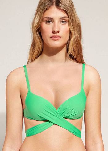 Calzedonia Graduated Polstret Push Up Indonesia Bikini Toppe Dame Grøn | DK1721IS