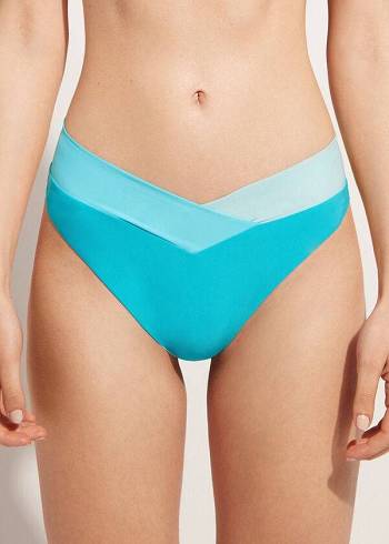 Calzedonia High-Cut Brazilian Azzorre Bikini Underdele Dame Turkis Grøn | DK1439SO