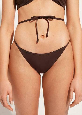 Calzedonia High-Cut Brazilian Islamorada Bikini Underdele Dame Kaffe Brune | DK1440DN