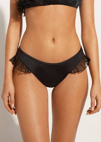 Calzedonia High Cut Brazilian Singapore Bikini Underdele Dame Sort | DK1393KI