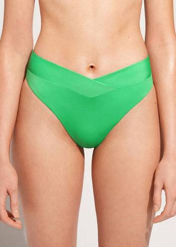 Calzedonia High-Talje V-Cut Brazilian Indonesia Bikini Underdele Dame Grøn | DK1462OR