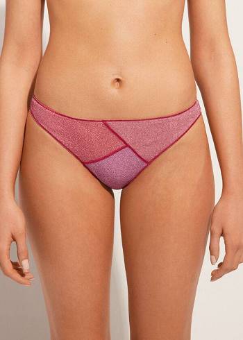 Calzedonia Lamé Lisbona Bikini Underdele Dame Lyserød | DK1489PQ