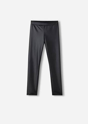 Calzedonia Læder Effect Leggings Børn Sort | DK3133EX