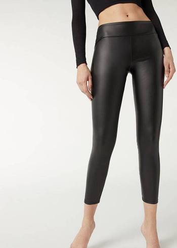 Calzedonia Læder Effect Leggings Dame Sort | DK2663ZG