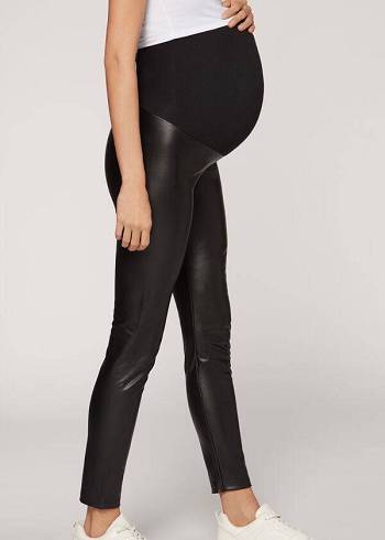 Calzedonia Maternity Coated Thermal Leggings Dame Sort | DK2746IS