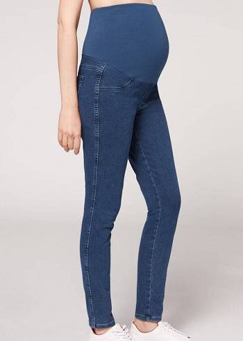 Calzedonia Maternity Jean Sports Leggings Dame Blå | DK2749TV