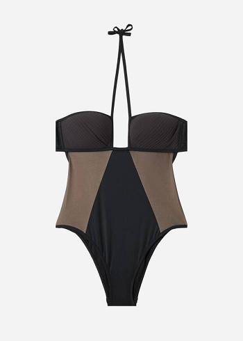 Calzedonia One Piece Tulle Insert Tokyo Badedragter Dame Sort | DK2171HK