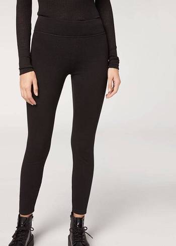 Calzedonia Plush Ultra Thermal Leggings Dame Sort | DK2672AP