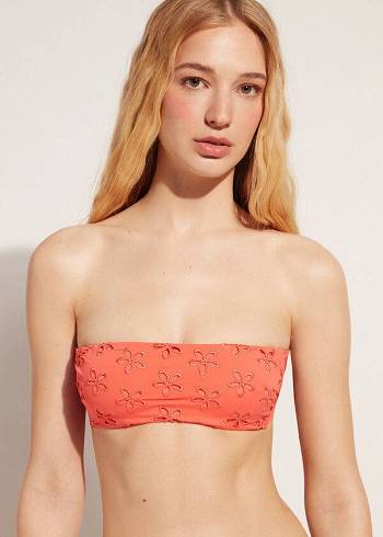 Calzedonia Polstret Bandeau Corfù Bikini Toppe Dame Koral Orange | DK1785ZG