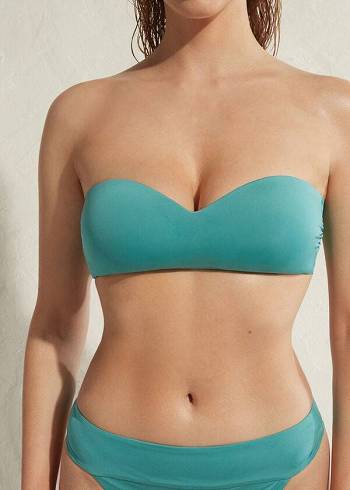 Calzedonia Polstret Bandeau Indonesia Eco Bikini Toppe Dame Turkis | DK1793WY