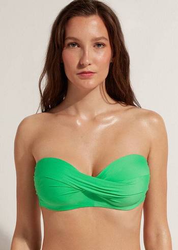 Calzedonia Polstret Bandeau Indonesia Eco cobey Bikini Toppe Dame Grøn | DK1799IS