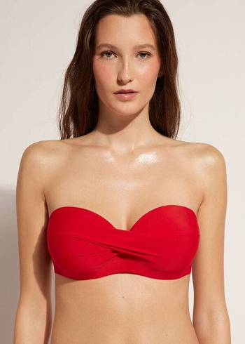 Calzedonia Polstret Bandeau Indonesia Strapless Bikini Toppe Dame Rød | DK1812XF