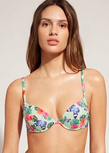 Calzedonia Polstret Push-Up Malibu Bikini Toppe Dame Flerfarvede | DK1862LH