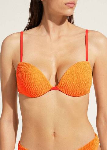 Calzedonia Polstret Push-Up Mykonos Bikini Toppe Dame Orange | DK1868NB