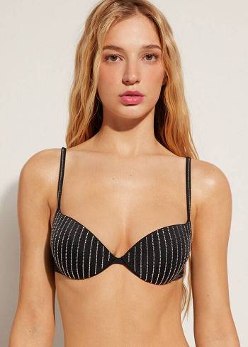 Calzedonia Polstret Push Up Shanghai Bikini Toppe Dame Sort | DK1832GL