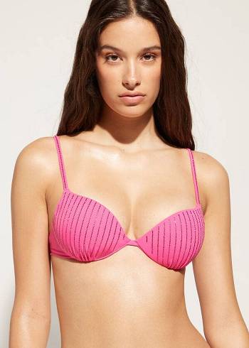 Calzedonia Polstret Push Up Shanghai Bikini Toppe Dame Lyserød | DK1833HK