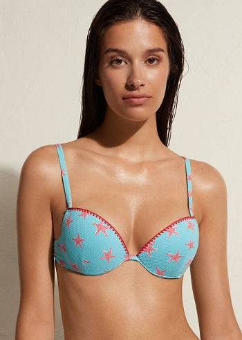 Calzedonia Polstret Push-up Buenos Aires Bikini Toppe Dame Mørkeblå | DK1837ZG