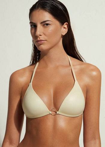 Calzedonia Polstret Triangle Abu Dhabi Bikini Toppe Dame Guld | DK1892VD