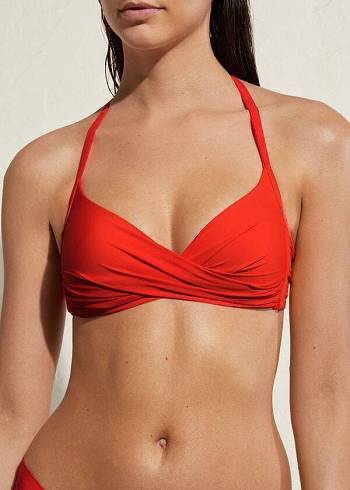 Calzedonia Polstret Triangle Indonesia Eco Bikini Toppe Dame Rød | DK1906AP