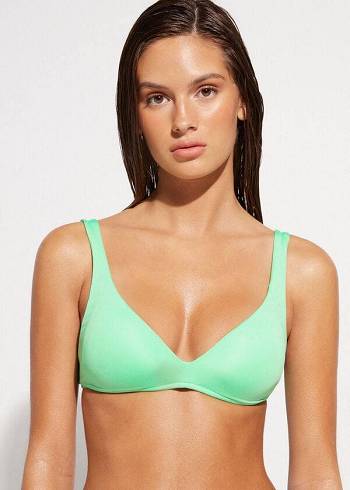 Calzedonia Polstret Triangle Indonesia Eco rosa Bikini Toppe Dame Mintgrønne | DK1922QZ