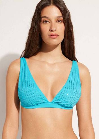 Calzedonia Polstret Triangle Shanghai Bikini Toppe Dame Turkis | DK1936GL