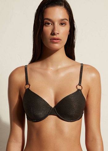 Calzedonia Push Up Hollywood Bikini Toppe Dame Sort | DK1943CE