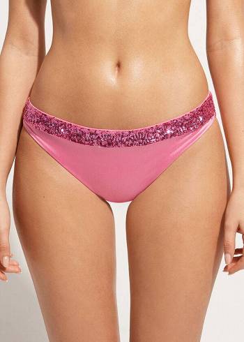 Calzedonia Sequined Cannes rosa Bikini Underdele Dame Lyserød | DK1540OR